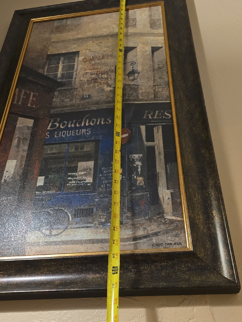 Framed Vintage Paris Street Scene Wall Art - Blue & Beige - Picture 3 of 4